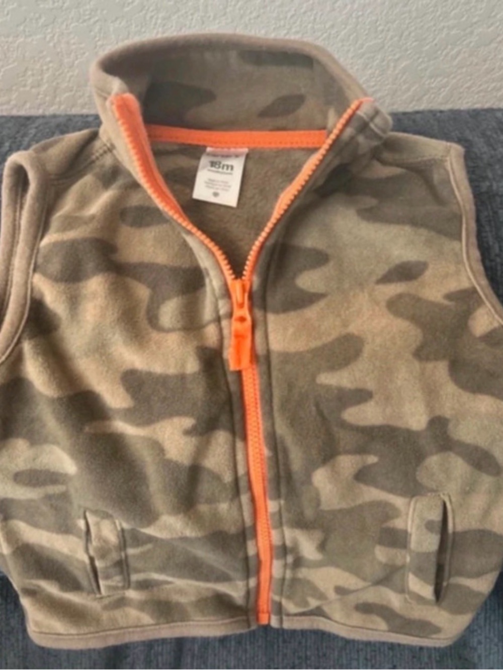 Carter's Camouflage Fleece Vest with Orange Zipper